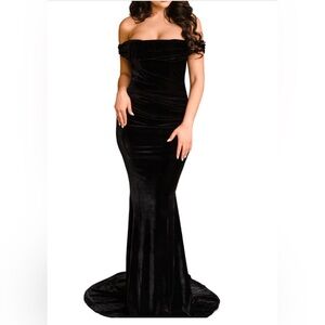 Pia Gladys Perey Esther Velvet off the shoulder Mermaid Bridesmaids dress NWT